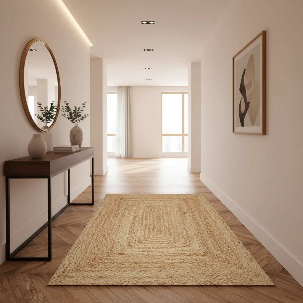 Beige Jute Essence Rectangular Reversible Rug