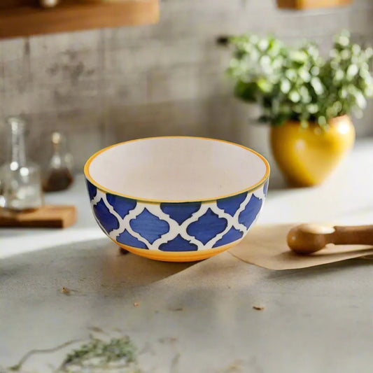 Handcrafted Matte Finish Classic Blue & White Ceramic Bowls