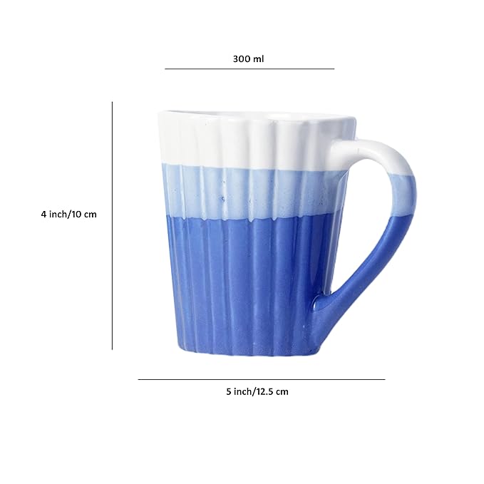 Blue Grooved Multi tone Handmade Ceramic Mug