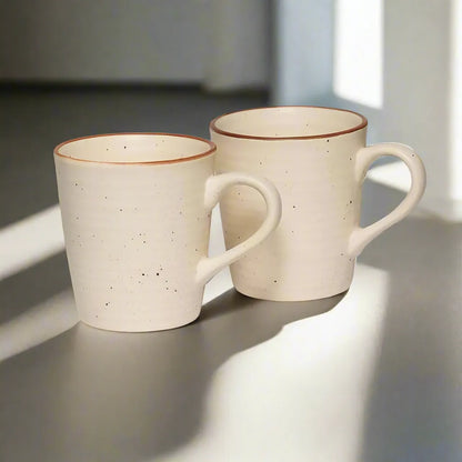 White Ribbed Handmade Ceramic Coffee/Tea Mugs - Microwave Safe