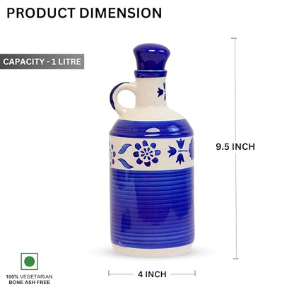 Ceramic Oil Dispenser, Oil Bottle, Oil Sprayer, Vinegar Bottle for Kitchen Storage - 1000 ml