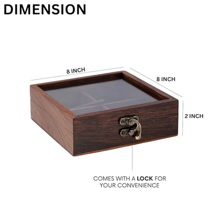 Handcrafted Artisanal Sheesham Wood Square Masala Box with Spoon