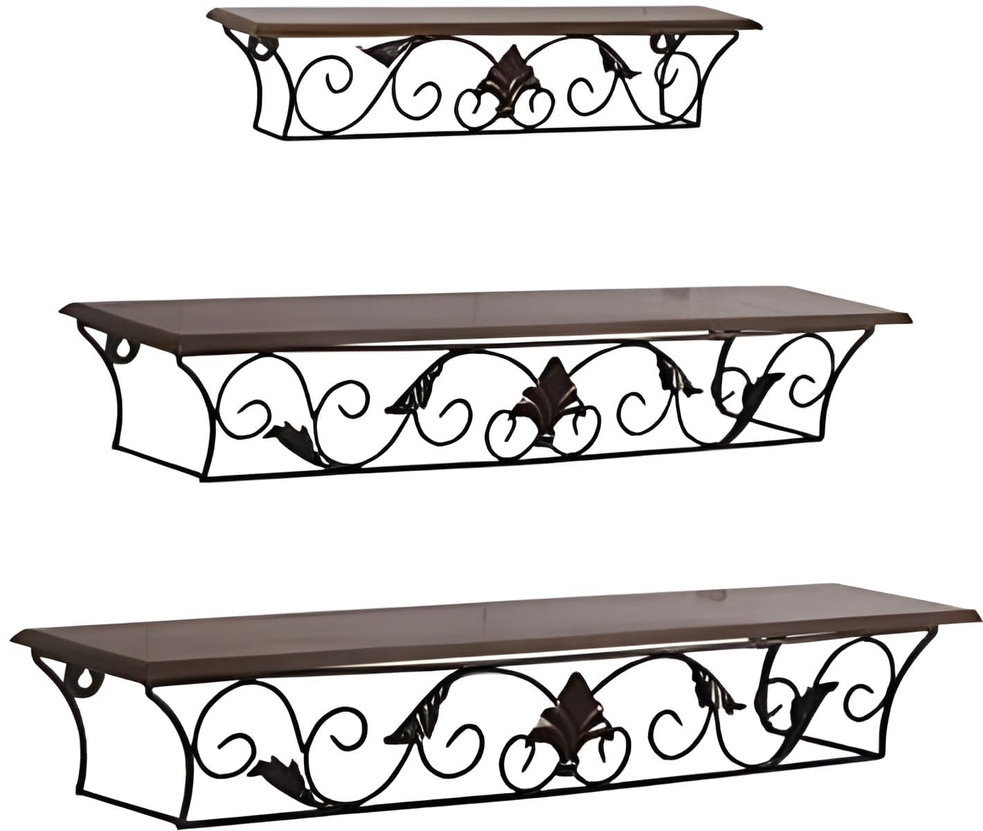 Wooden Iron Wall Shelf Set of 3 - Floating Rack