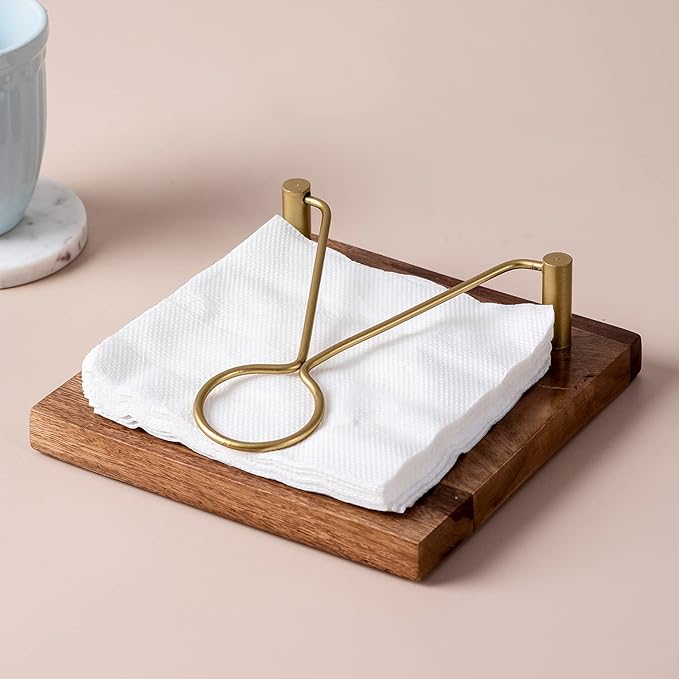 Wooden Designer Napkin Holder - Walnut Finish