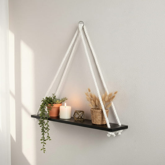 Hanging Wall Shelf with Adjustable Rope - Decorative Home Decor