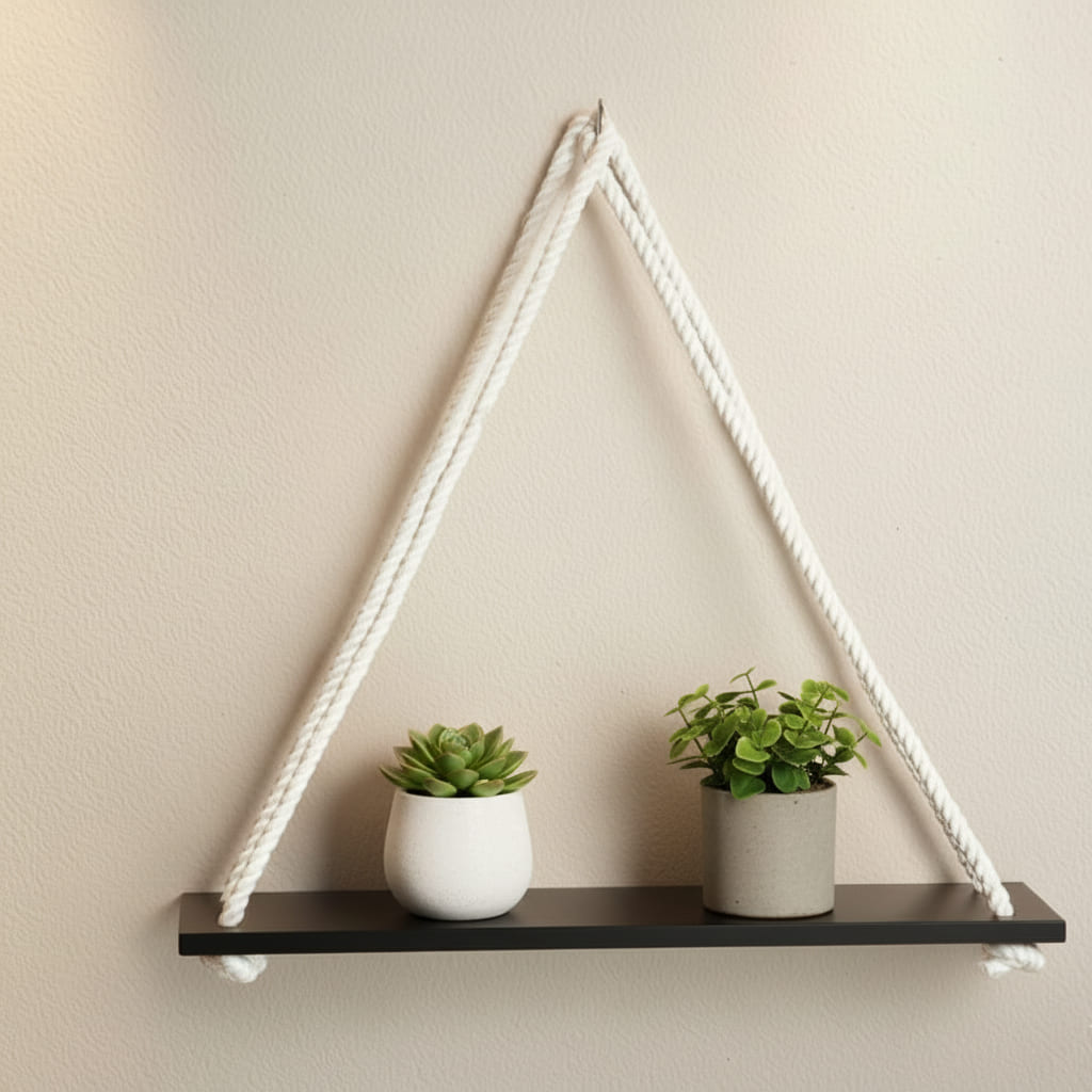 Hanging Wall Shelf with Adjustable Rope - Decorative Home Decor