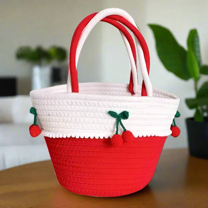 Vacation Vibes Cotton Tote bag - White & Red