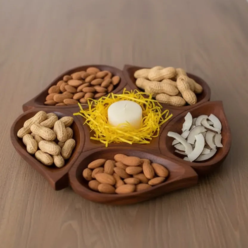 Sheesham Partition Snack Bowl Serving Platter