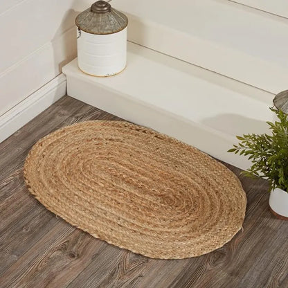 Beige Jute Hue Oval Welcome Mat - 2 Sizes