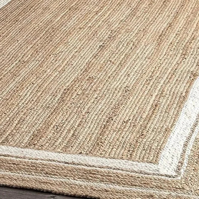 Rustic Elegance Braided Beige & White Jute Rug - 3 Sizes