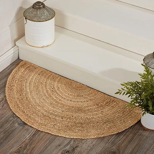 Semi-Circle Handcrafted Jute Rug for Stylish Floor Decor