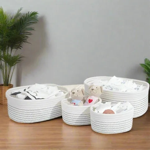 Soft Cotton White Rope Storage Basket - Multiple Sizes – Ikkasa