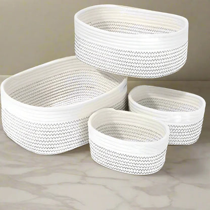 Soft Cotton White Rope Storage Basket - Multiple Sizes