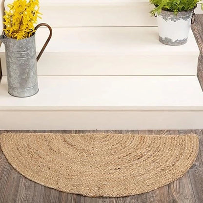 Semi-Circle Handcrafted Jute Rug for Stylish Floor Decor