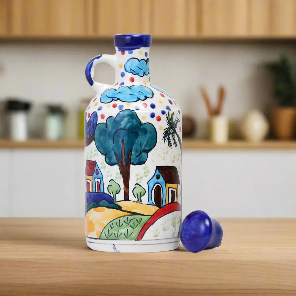 Blue Hut Design Ceramic Food & Microwave Safe Oil Dispenser - 1000 ml