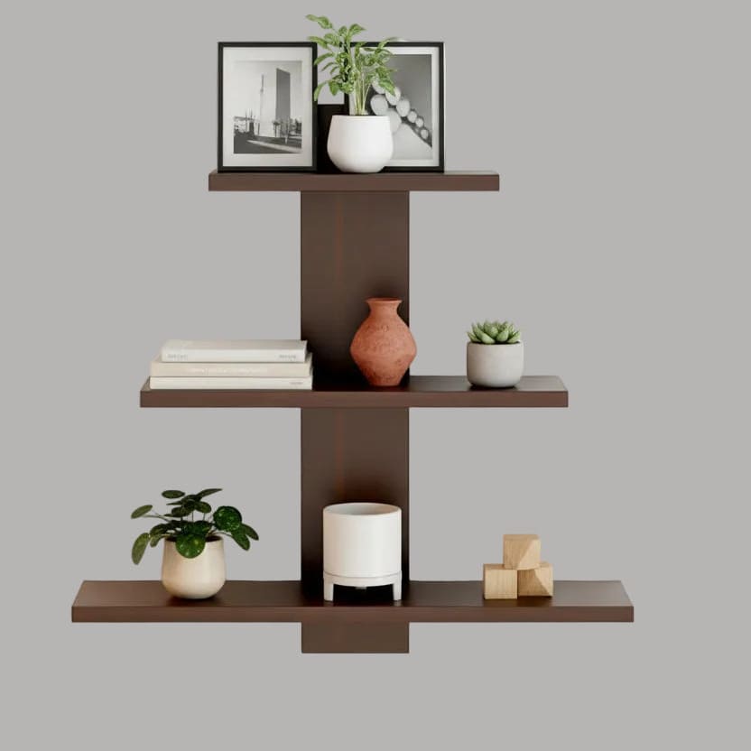 Wall Mounted 3 Tier Wooden Floating Shelf