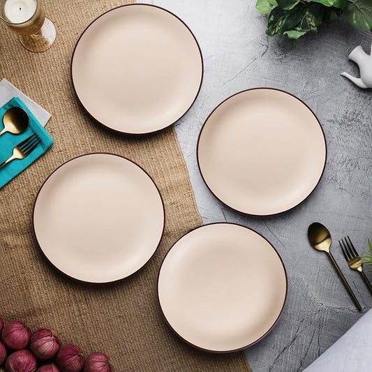 Minimalist Ivory White Ceramic Dinner Plates