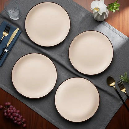 Minimalist Ivory White Ceramic Dinner Plates