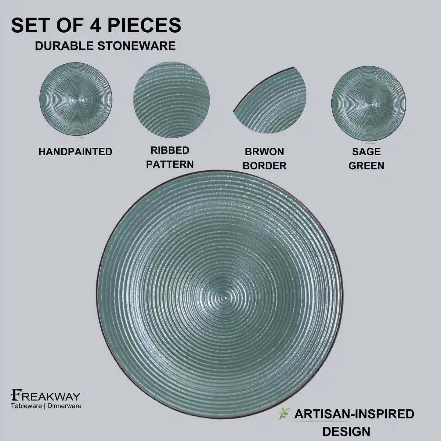 Handcrafted Ceramic Quarter, Snacks Plates - Sage Green