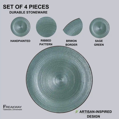 Handcrafted Ceramic Quarter, Snacks Plates - Sage Green