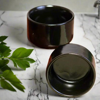 Black Handcrafted Ceramic Dip Bowls