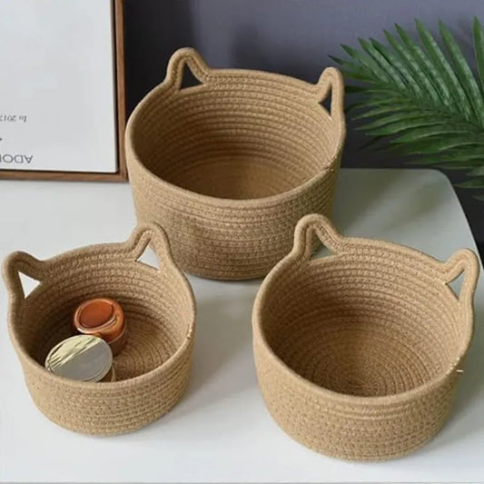 Purrfect Nest Cat Ear Cotton Storage Basket & Planter - Multiple Sizes