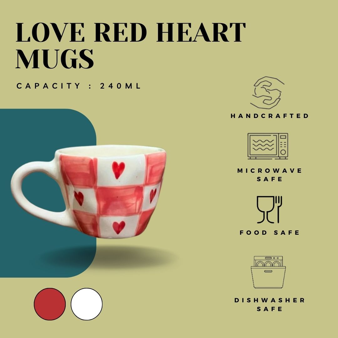 Love Red Heart Blossom Ceramic Mug - 240 ml