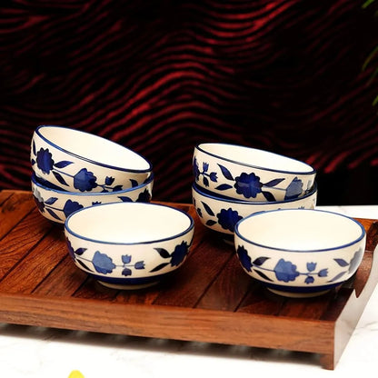 Hand-Painted Floral Pattern Classic Blue & White Ceramic Bowls