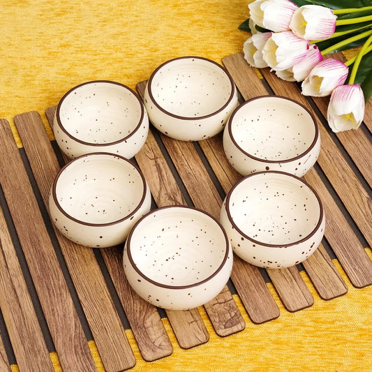 Hand-crafted Speckled Classic Brown & White Ceramic Bowls