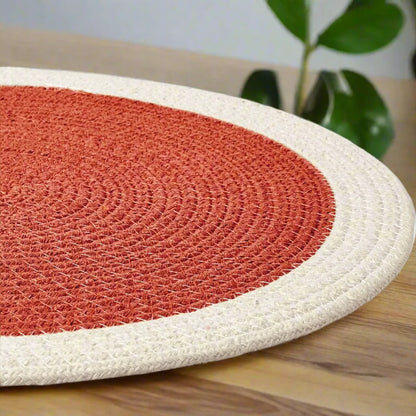 Coral with Off-White Border Chic Dual-Color Placemats