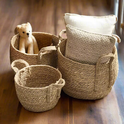 Rustic Elegance Beige Jute Storage Baskets