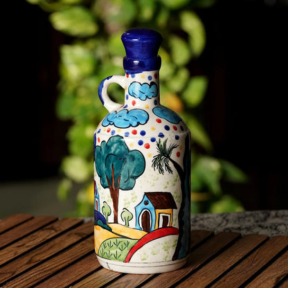 Blue Hut Design Ceramic Food & Microwave Safe Oil Dispenser - 1000 ml