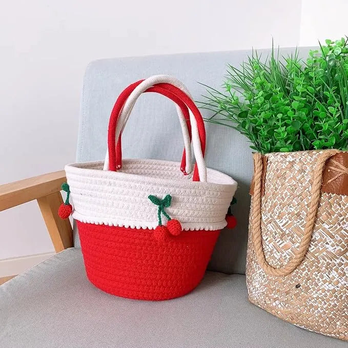 Vacation Vibes Cotton Tote bag - White & Red