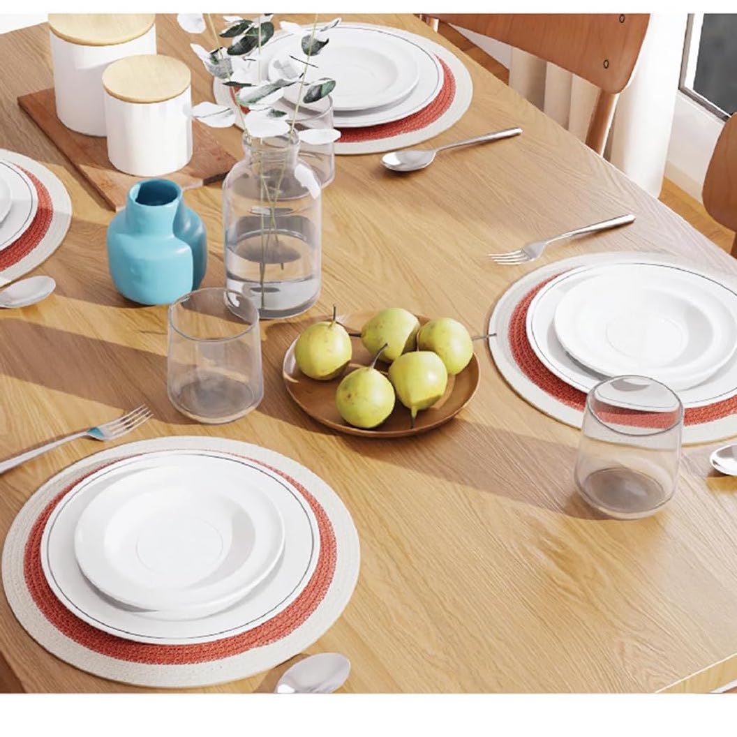 Coral with Off-White Border Chic Dual-Color Placemats