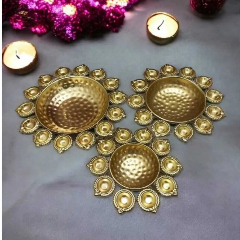 Diya Shaped Golden Urli Accents - Multiple Options