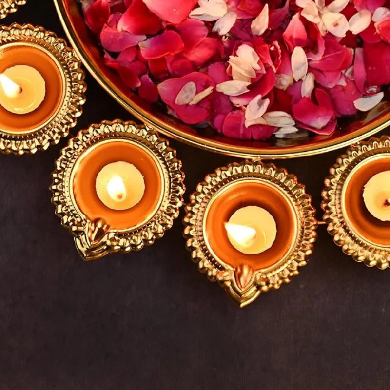 Diya Shaped Golden Urli Accents - Multiple Options