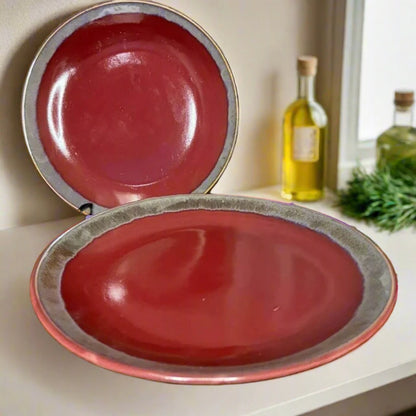 Glazed Red Ceramic Plate - 7 inch & 10 inch