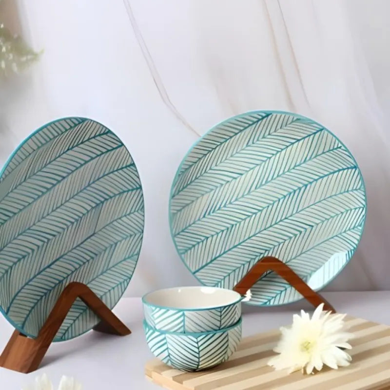 Aquamarine & White Glossy Ceramic Plates - Two sizes