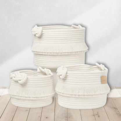 White Cotton Planters & Storage Organiser Baskets - Multiple Sizes