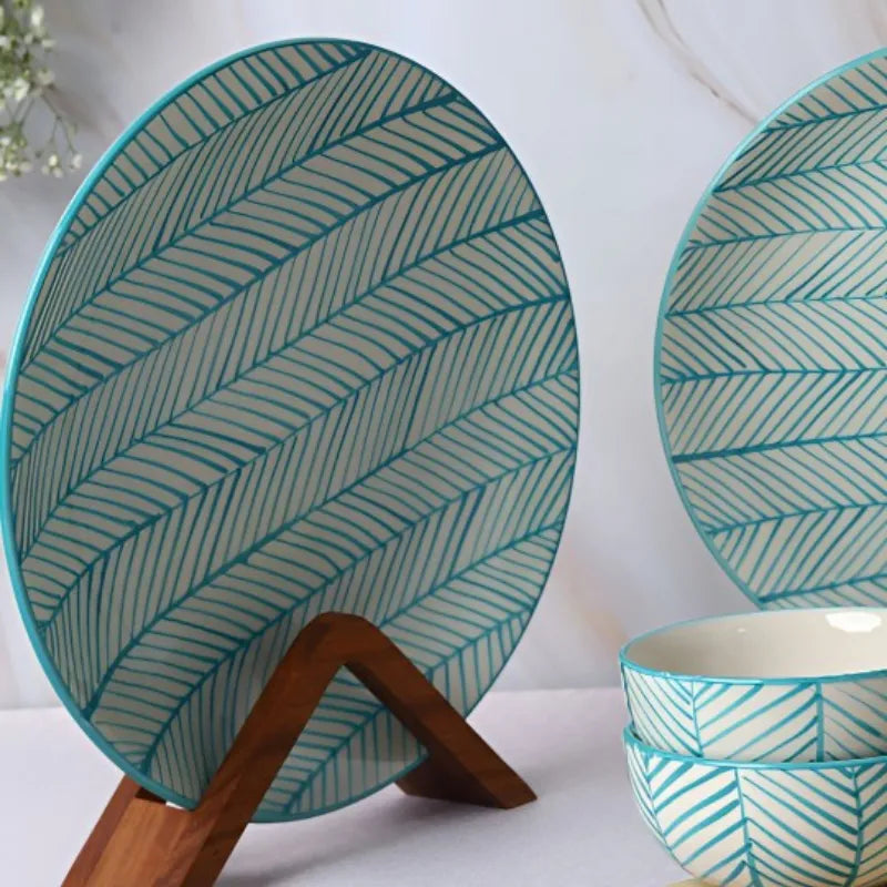 Aquamarine & White Glossy Ceramic Plates - Two sizes