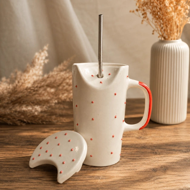 Rakhi Gift Hamper with Ceramic Tumbler with Red Dots