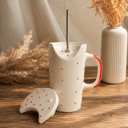 Rakhi Gift Hamper with Ceramic Tumbler with Red Dots