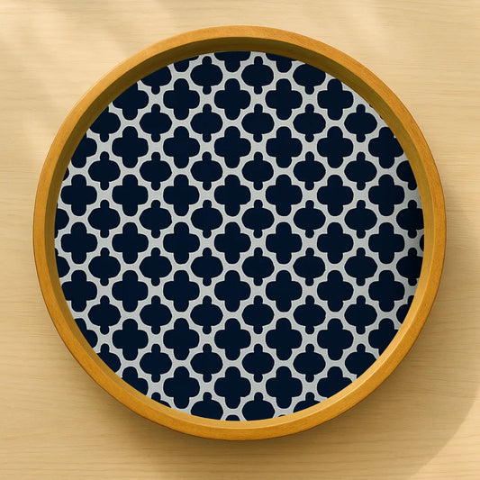 Designer Blue Mosaic Print Wooden Serveware