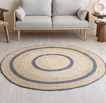 Round Stripe Rug-Handwoven Cotton Floor Mat