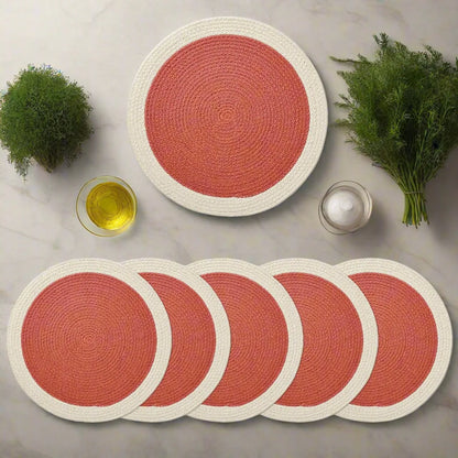 Coral with Off-White Border Chic Dual-Color Placemats