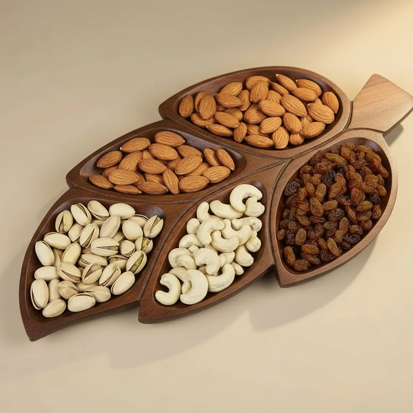Leaf Shaped Premium Snack Platter - Sheesham Wood Tray