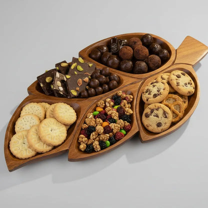 Leaf Shaped Premium Snack Platter - Sheesham Wood Tray