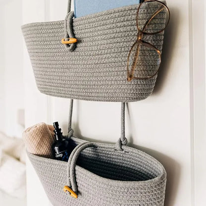 All-Purpose 3-Tier Cotton Wall Hanging Baskets - Grey