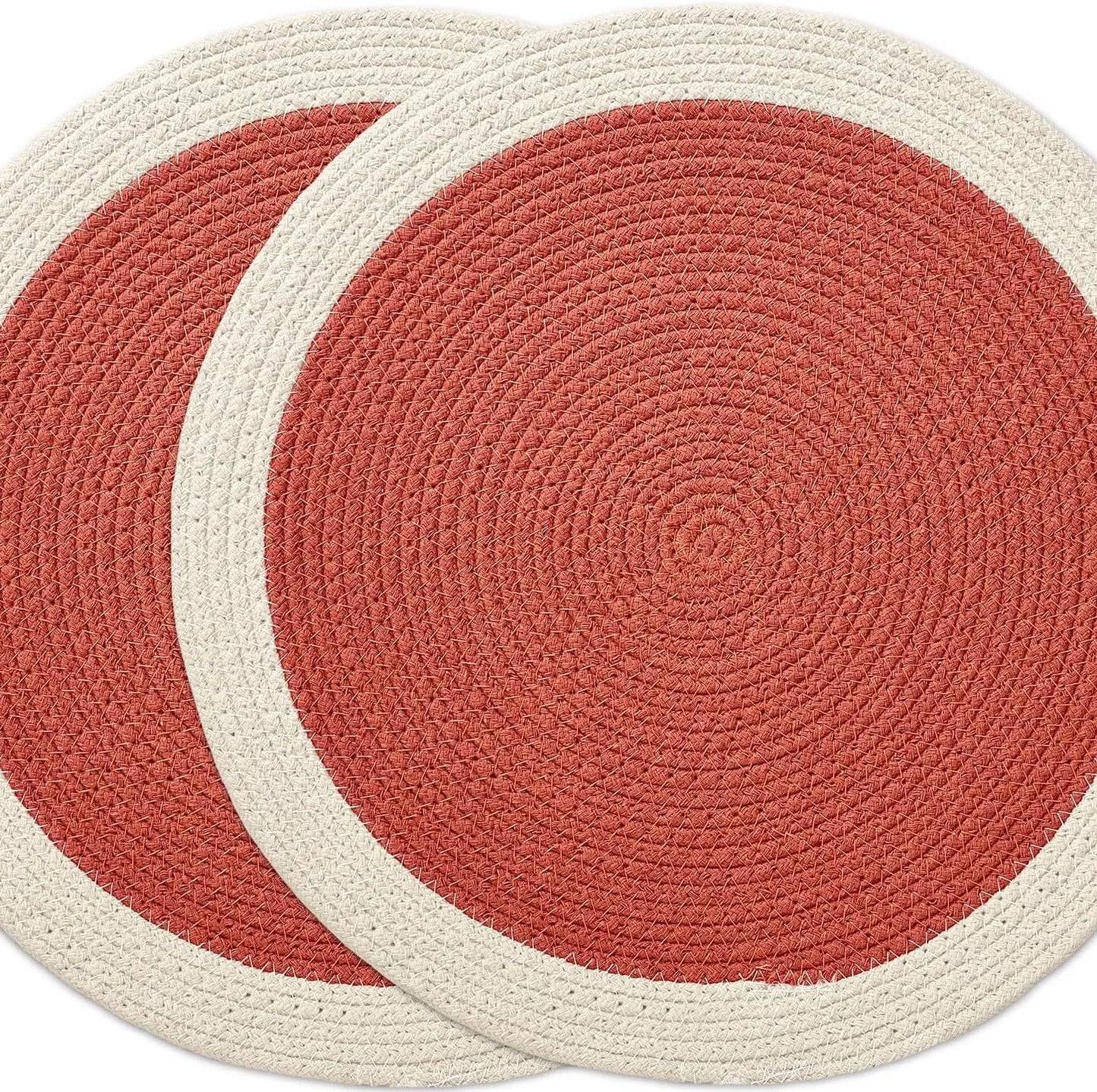 Coral with Off-White Border Chic Dual-Color Placemats