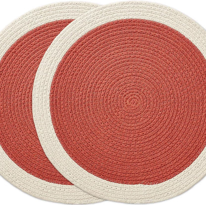 Coral with Off-White Border Chic Dual-Color Placemats